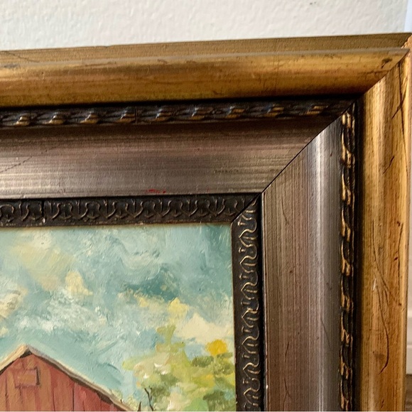 Vintage Red Barn Oil Painting 11/13” - Picture 12 of 13